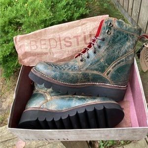 BED|STU Boots ELISHA II Bench Made Platform Leather Green Black